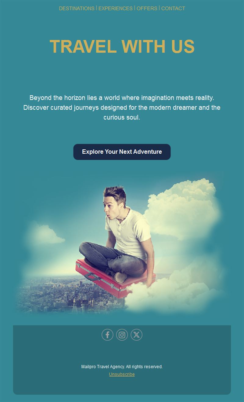 Teal travel inspiration email