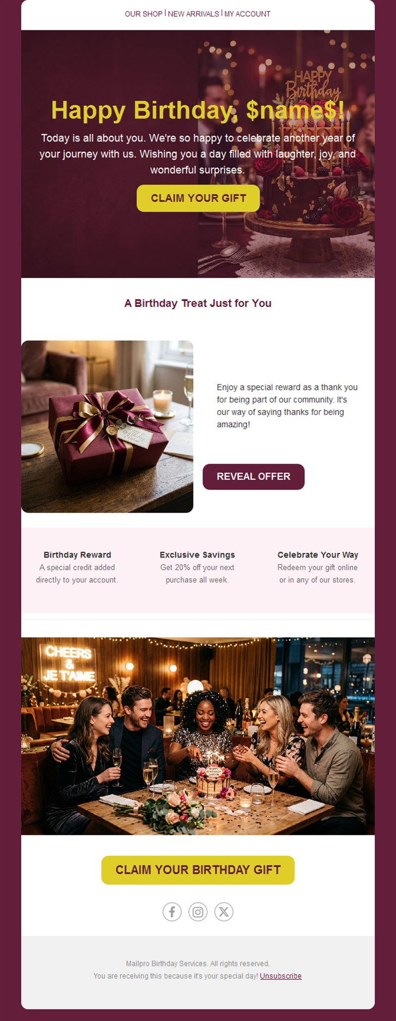 Simple Birthday Email Template