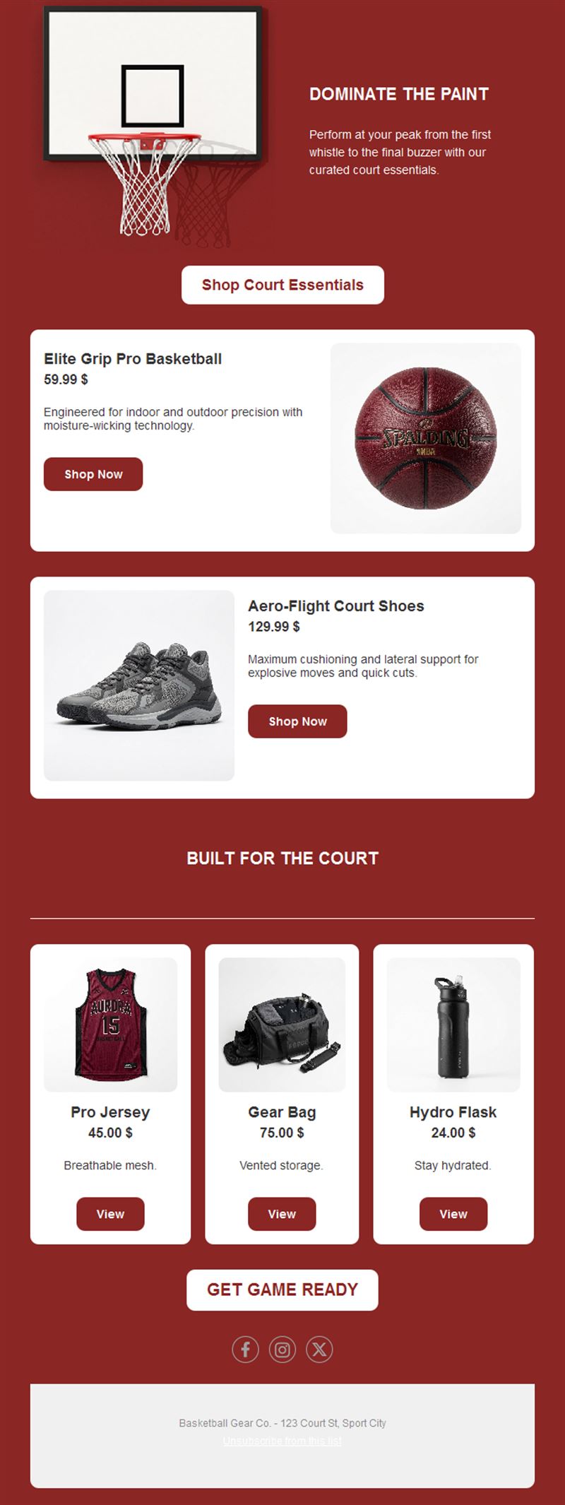 Basketball Action Emails