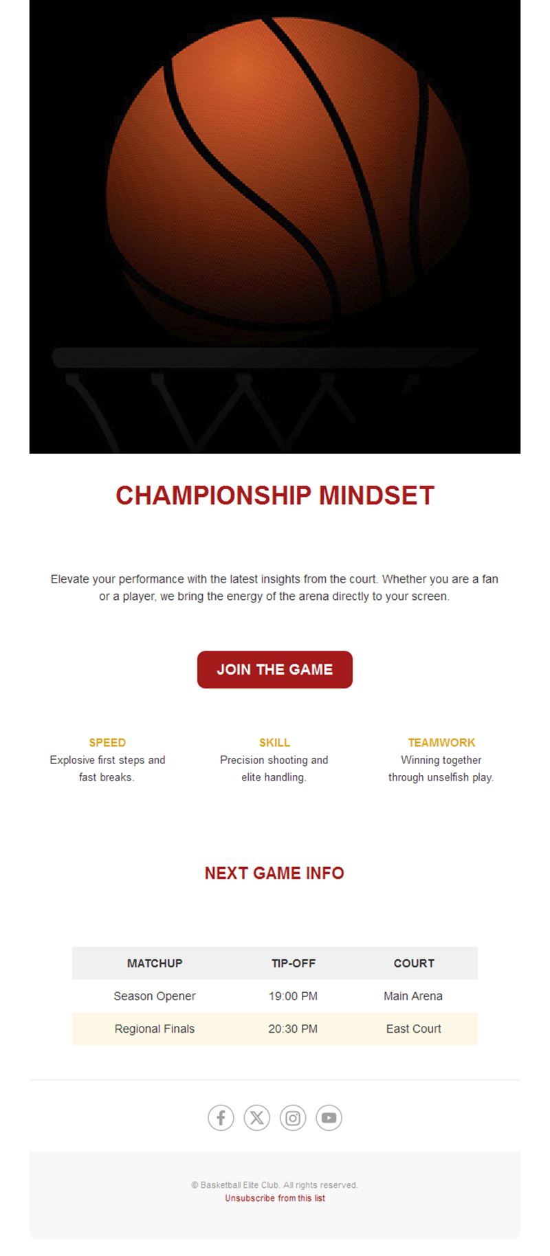 Basketball Email Updates