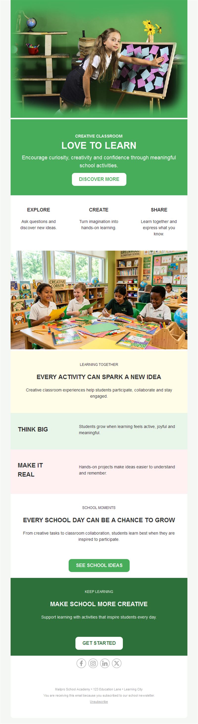 Green creative classroom newsletter