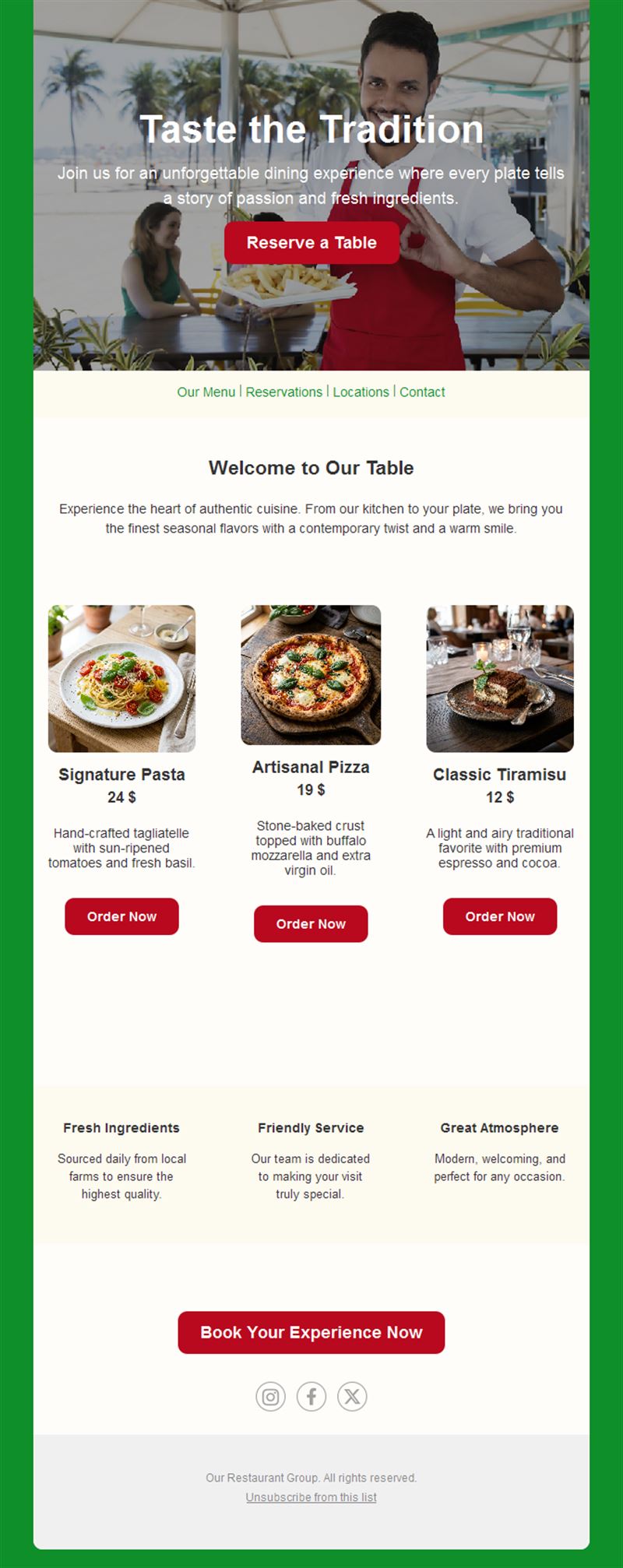 Dining Offer Email Templates