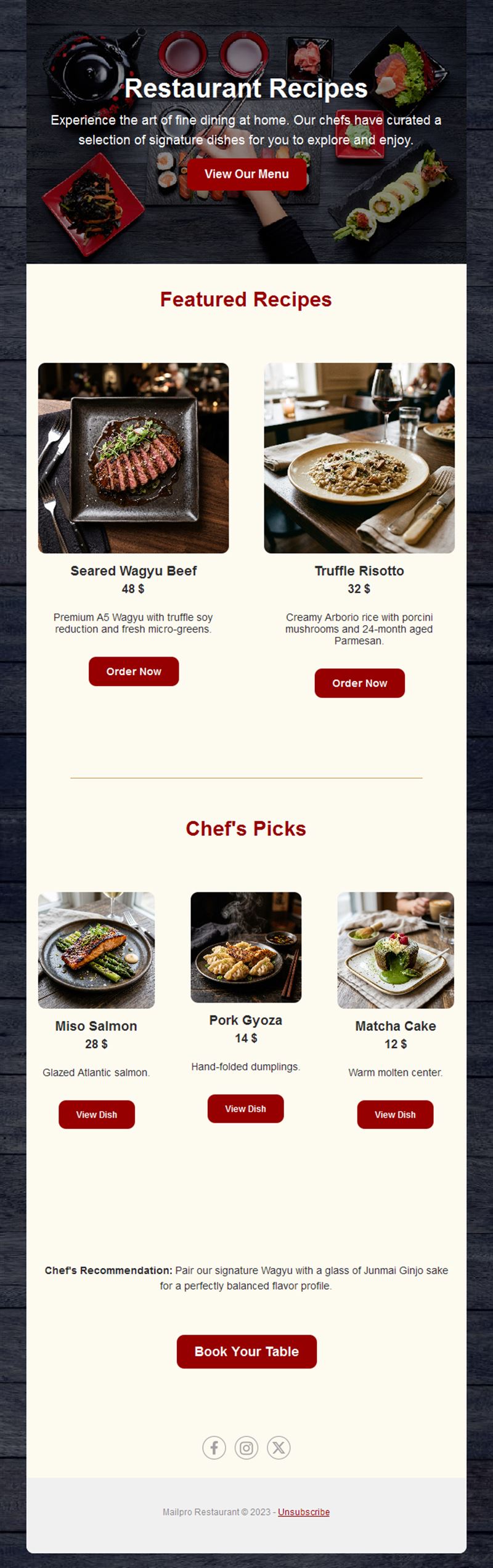 Restaurant Promotion Emails