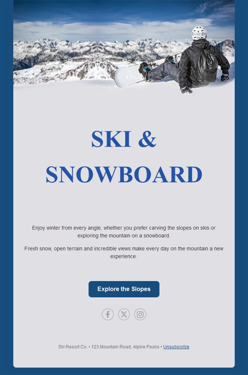 Ski and snowboard resort email