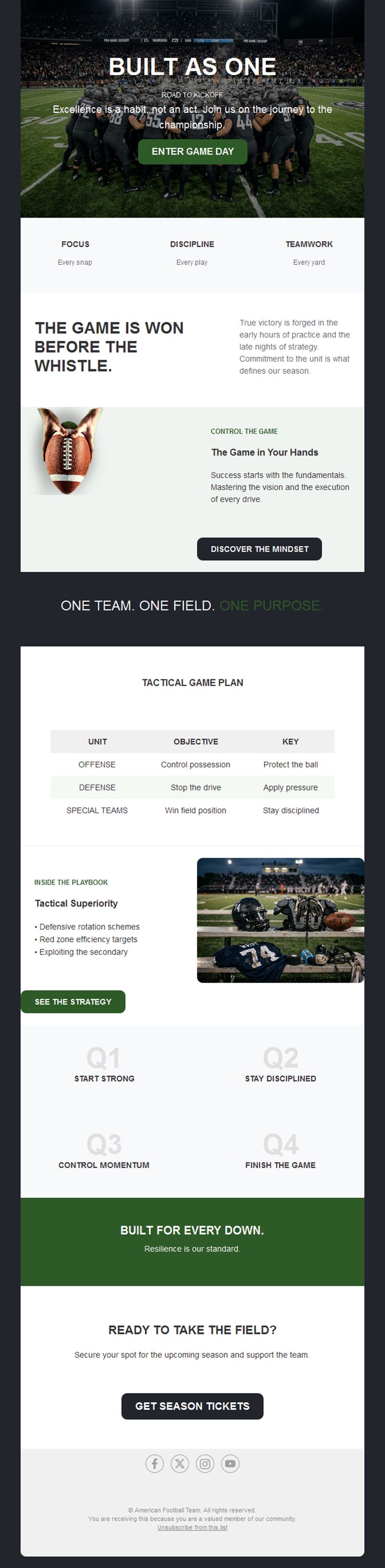Team spirit and game plan football newsletter