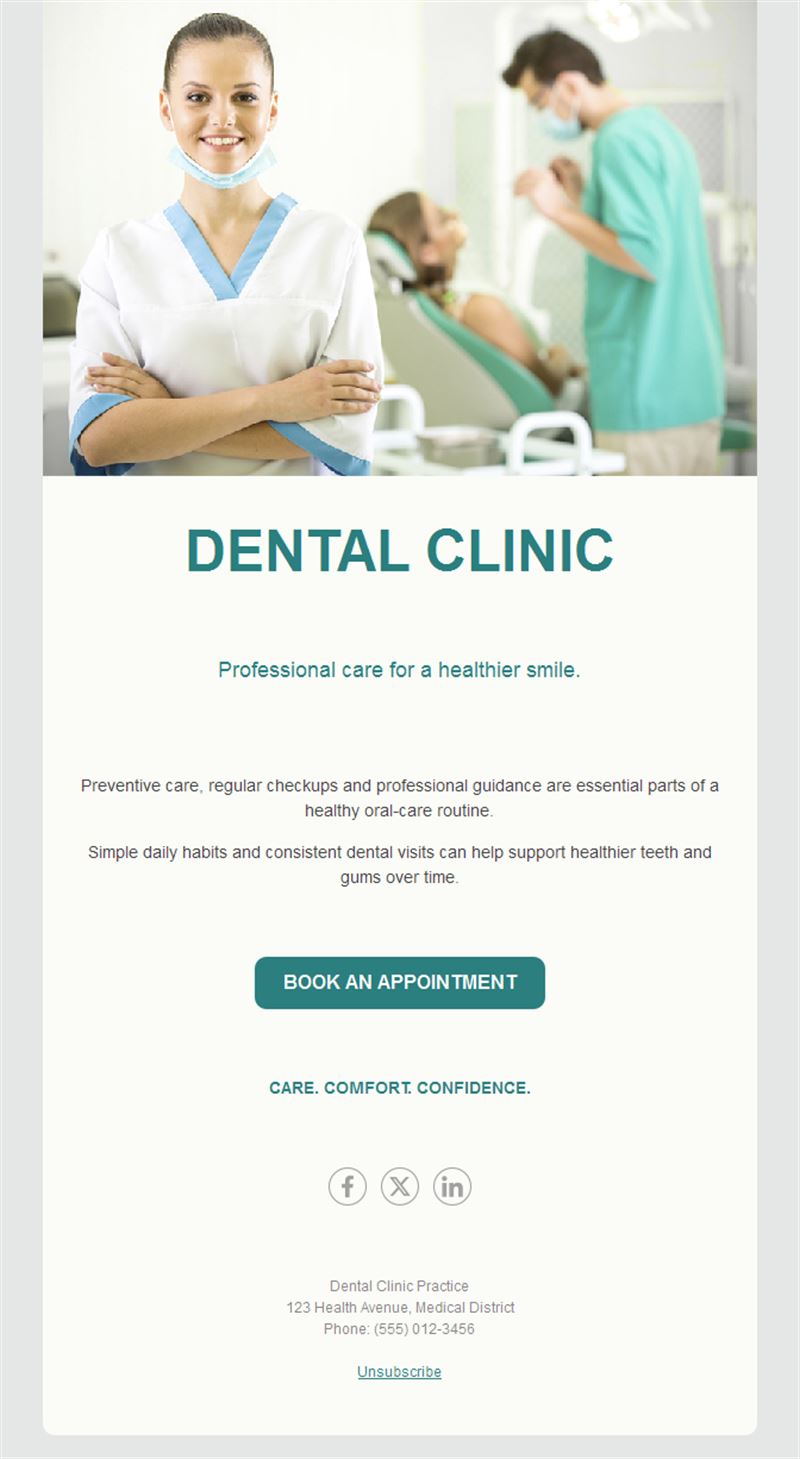 Simple dental clinic email template