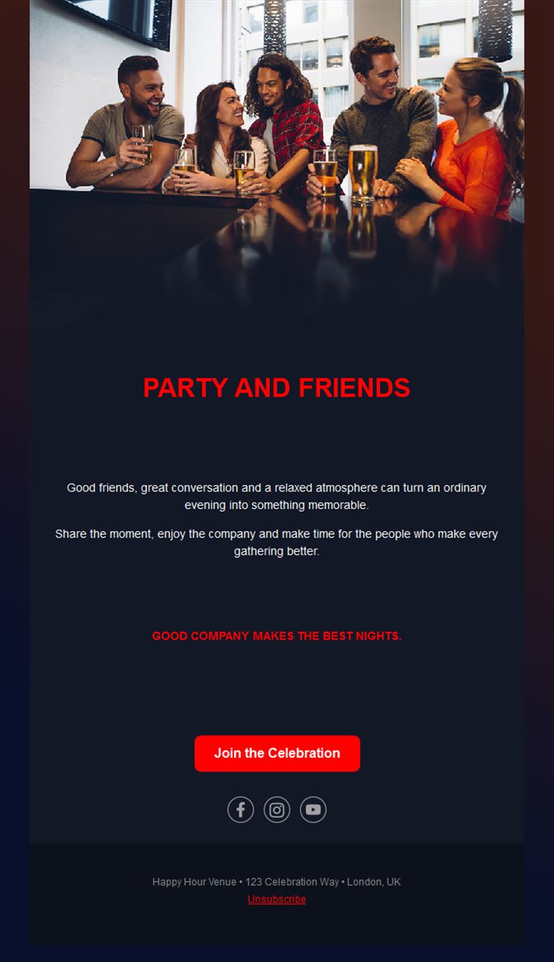 Bar night with friends email template