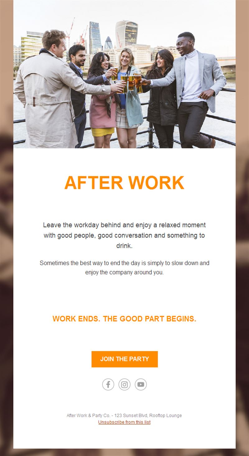 After-work rooftop event email template