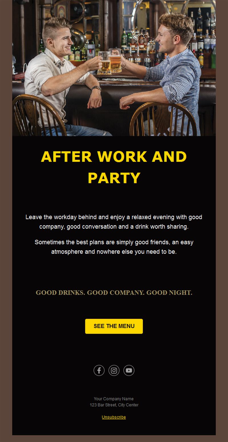 After-work drinks invitation email template