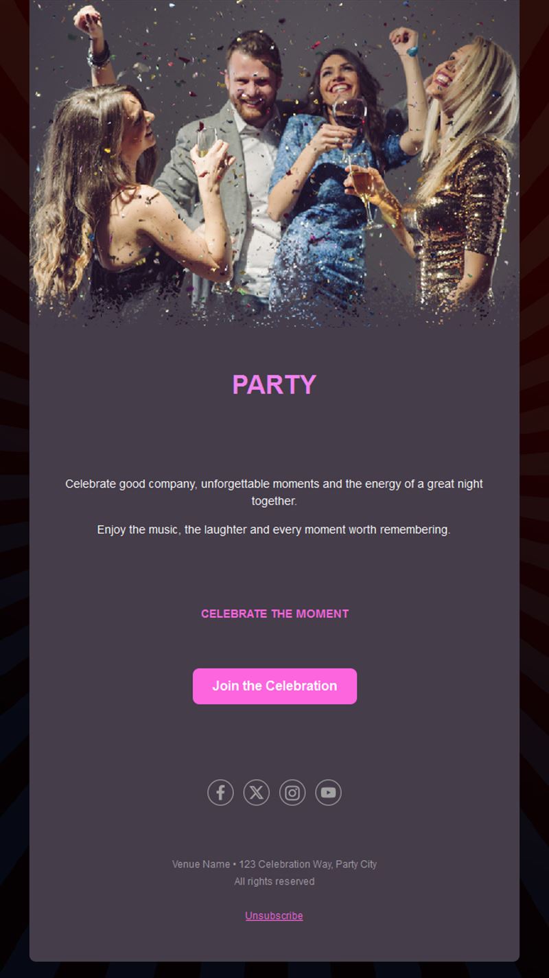 Celebration party email template