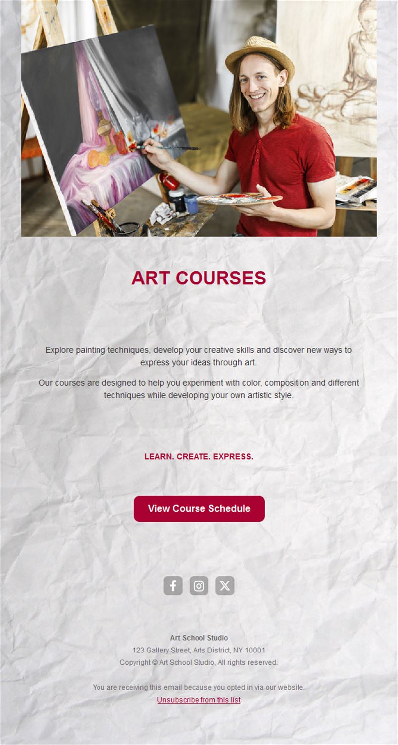 Painting course email template