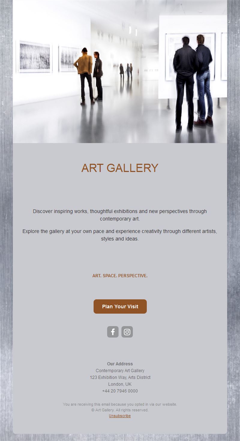 Art gallery visit invitation email