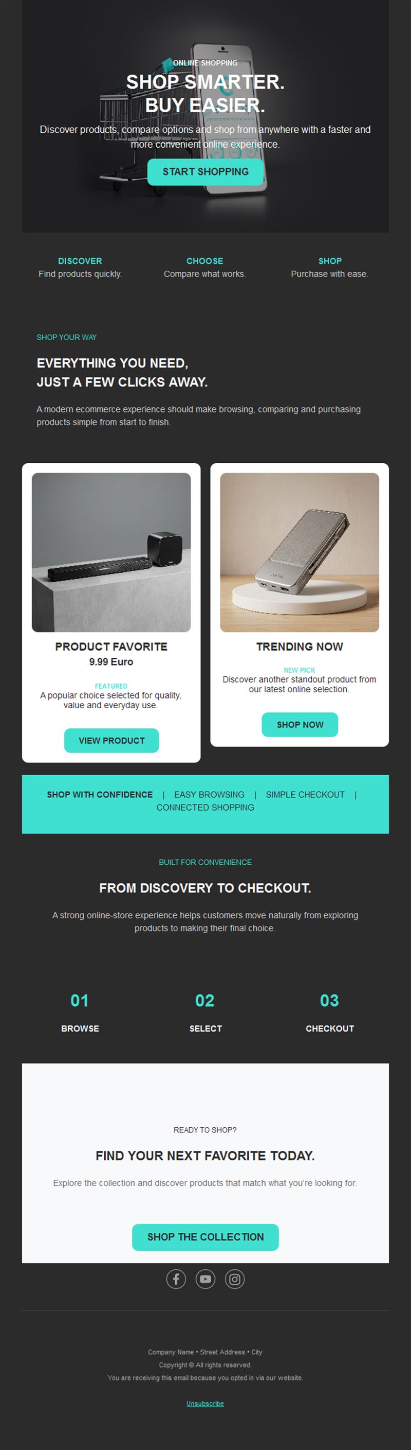 Dark tech store product email template