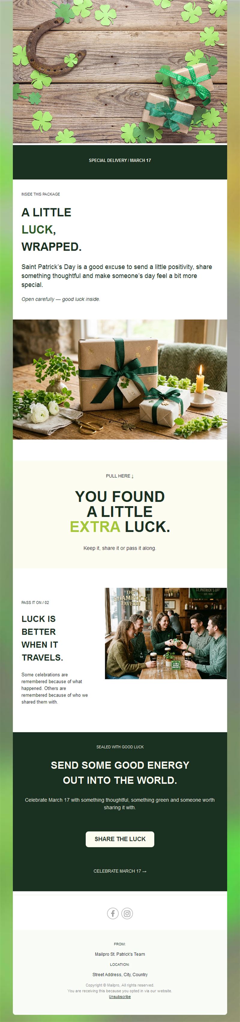 St. Patrick's Day gift newsletter