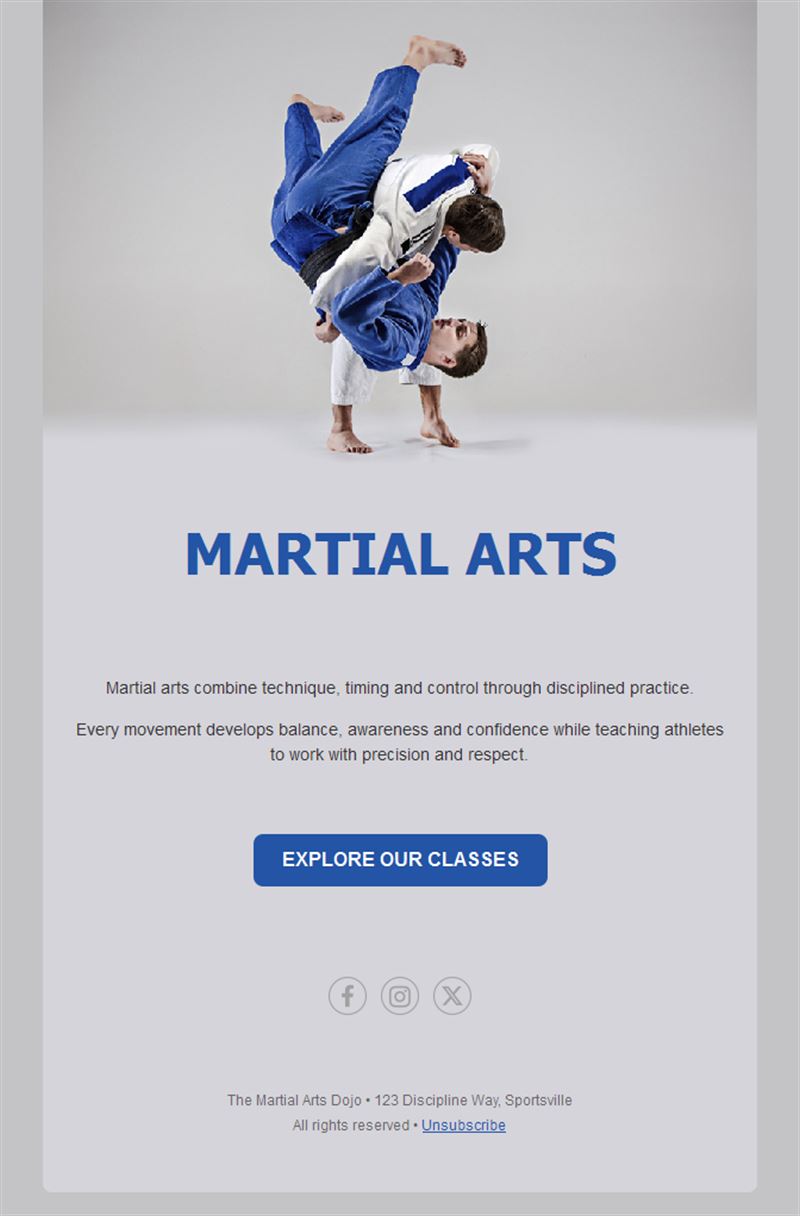 Judo club email template