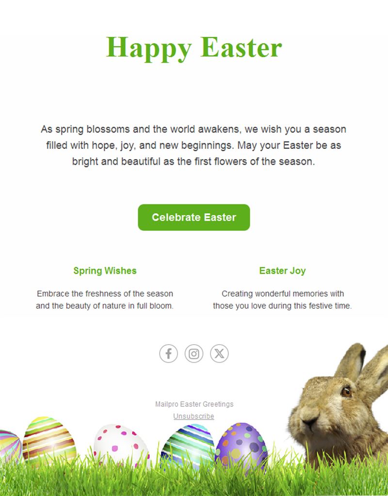 Simple green Happy Easter email