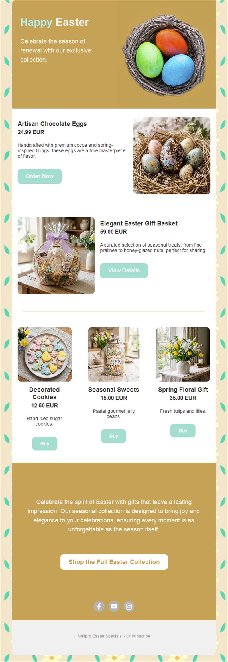 Golden Easter collection email template