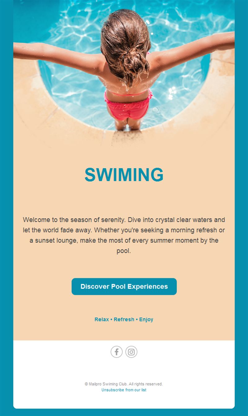 Summer pool experience email