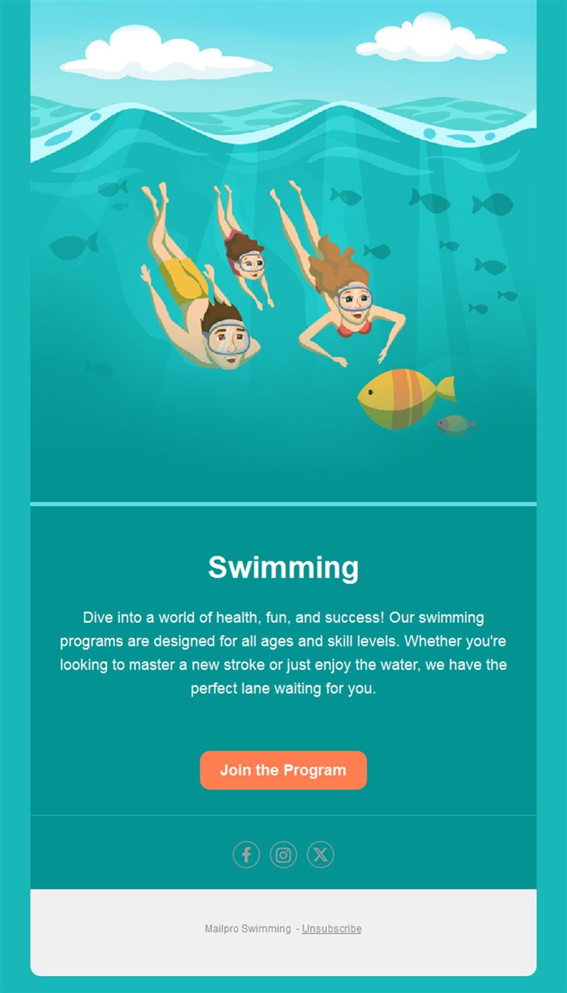 Underwater swimming program email