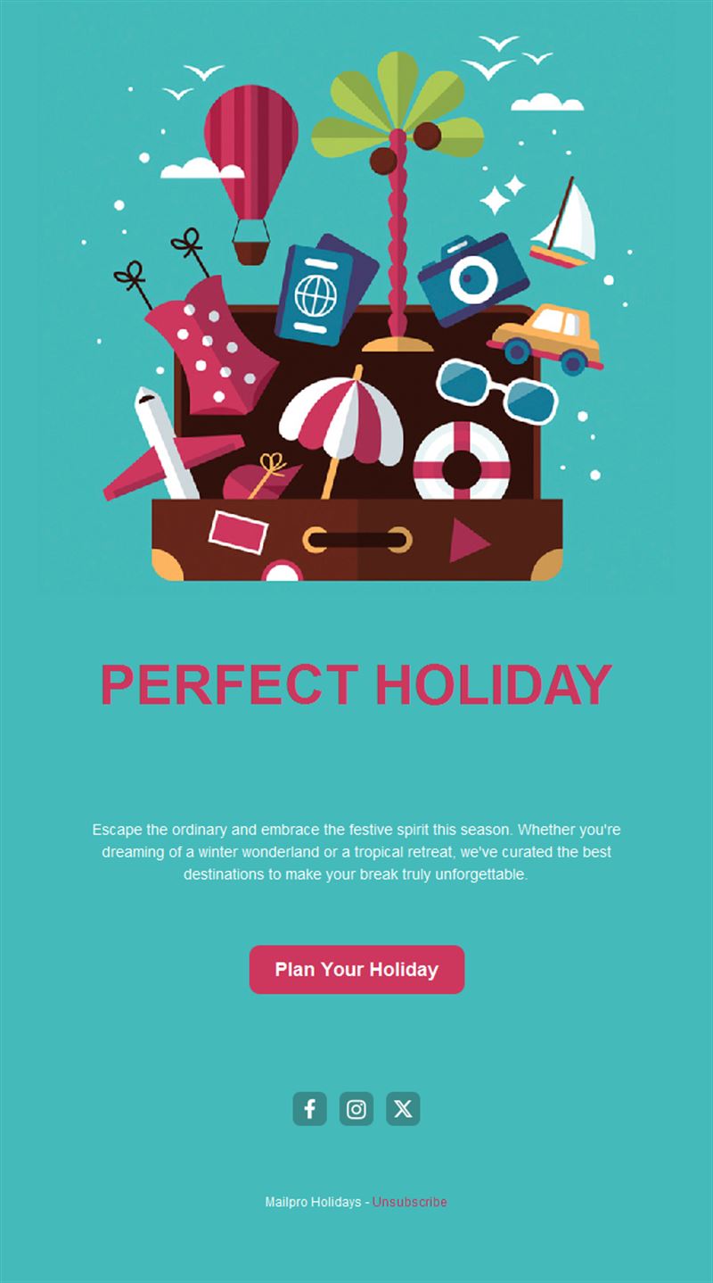 Perfect holiday travel agency email