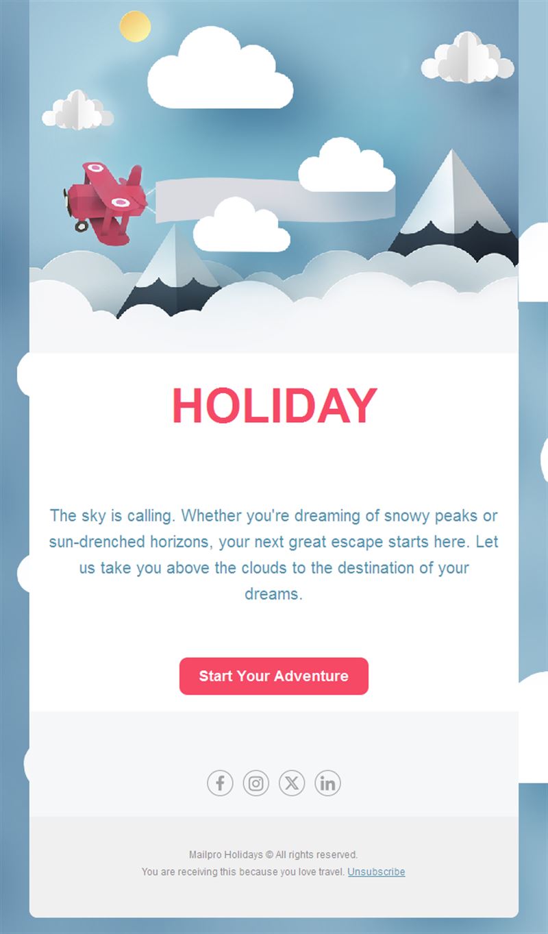 Travel adventure holiday email template