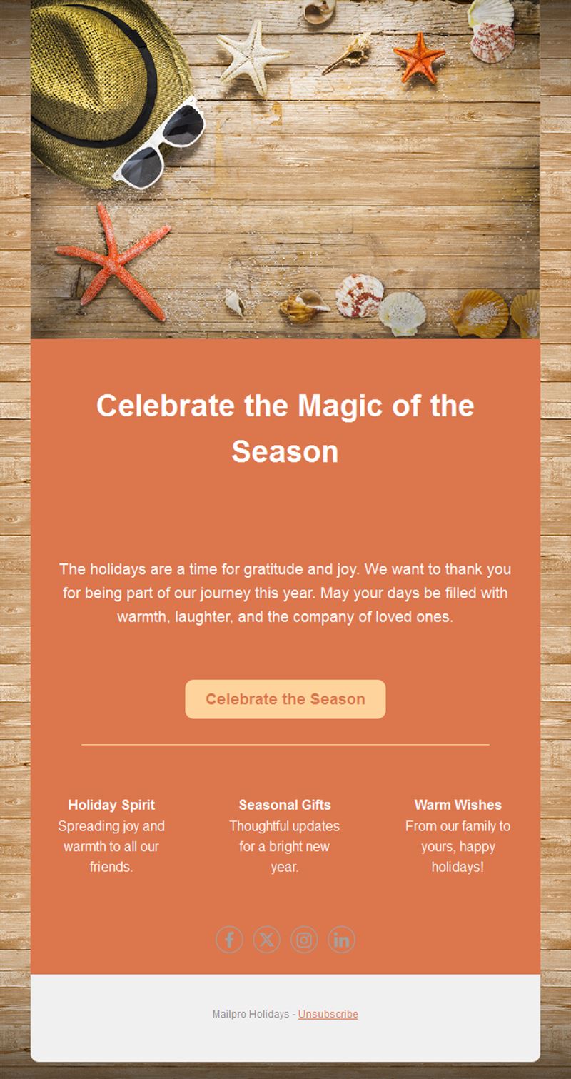 Season's greetings email for clients