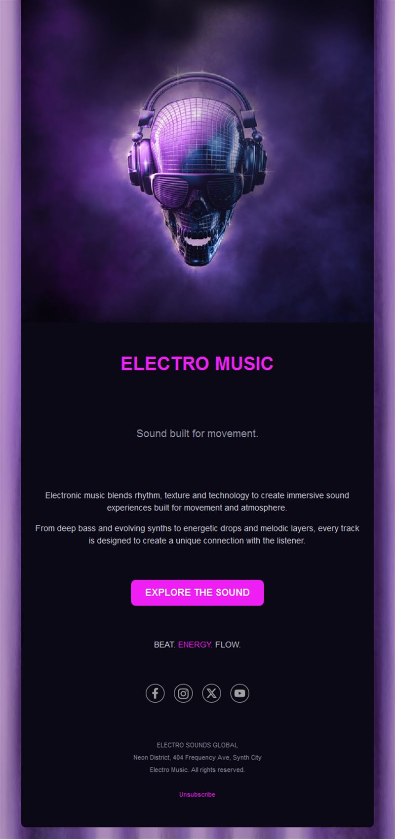 Electro music email template