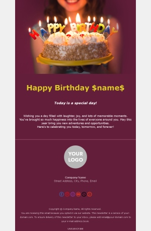 Simple Birthday Email Template