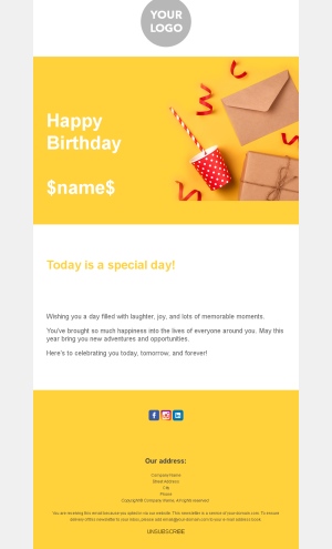 Minimal Birthday Email Template