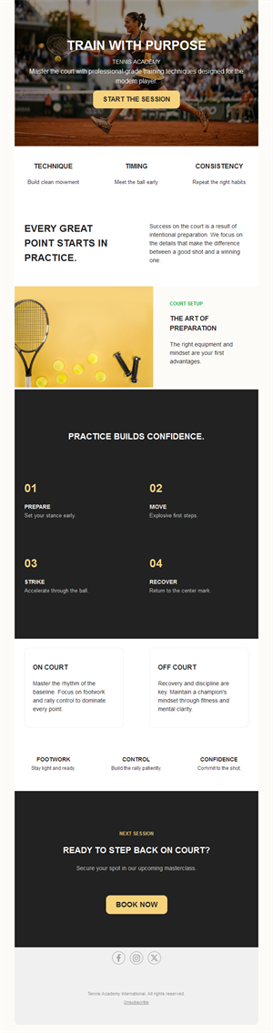 Tennis academy training email