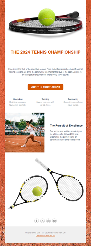 Clay court tennis championship email