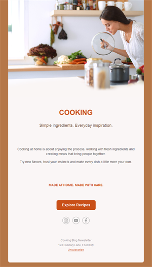 Copper home cooking email template