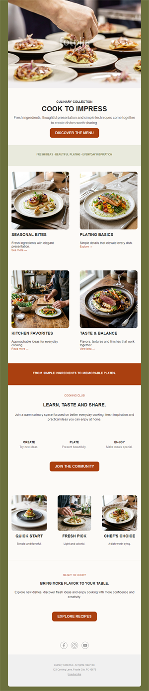 Restaurant menu and plating newsletter