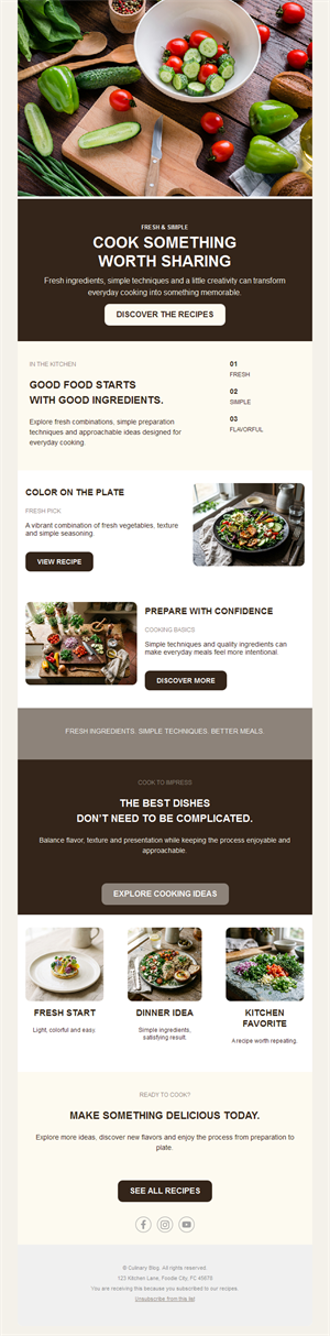 Fresh vegetables recipe newsletter