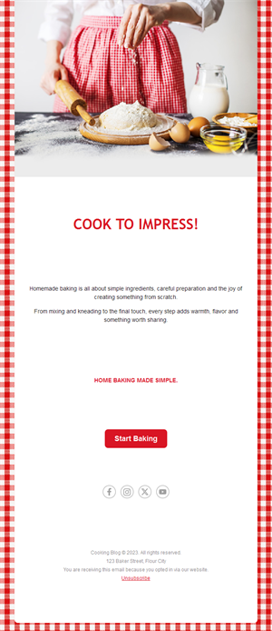 Home baking email template