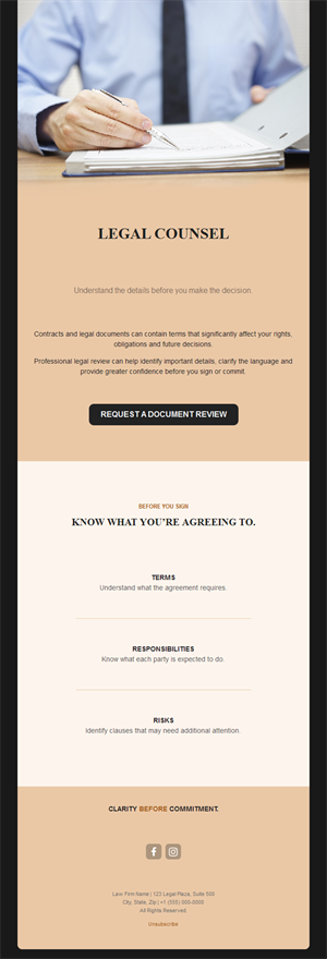 Contract review legal email template