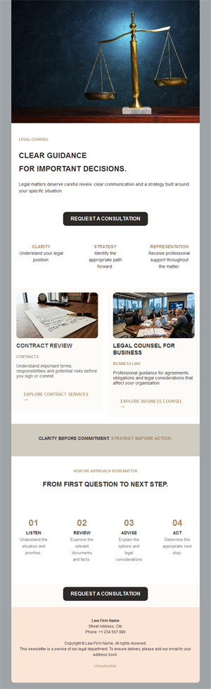 Business law firm newsletter template