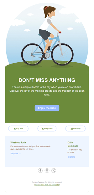 Illustrated city cycling email template