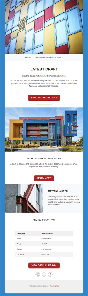 Colorful facade architecture newsletter