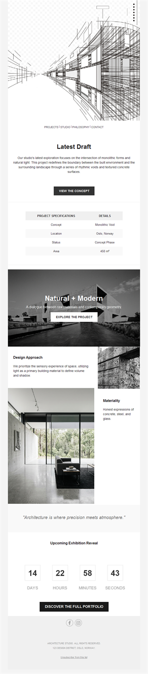Architectural sketch project email template