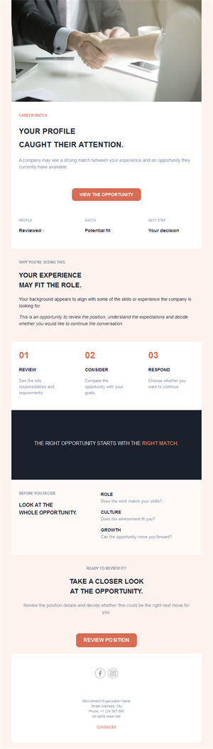 Candidate profile match email template