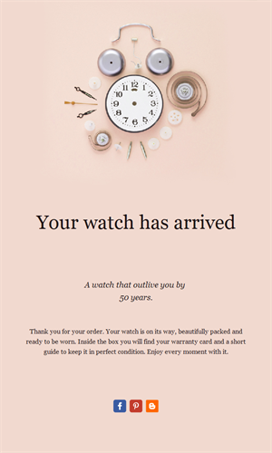 Pastel watch arrival email template