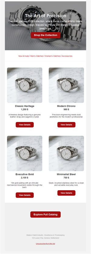 Luxury watch collection shop email
