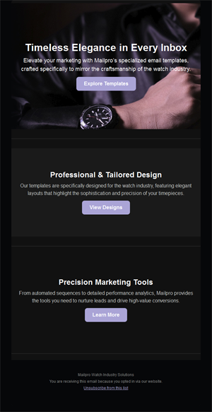 Dark purple watch brand email