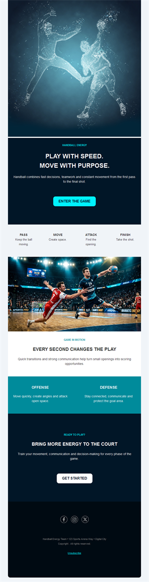Dynamic handball club email template