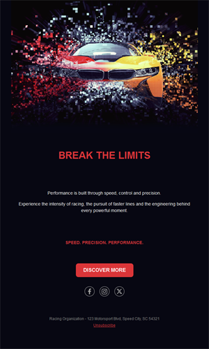 Supercar racing email template