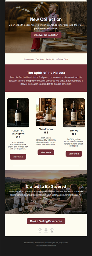 Winemaker harvest collection email