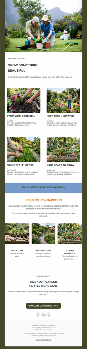 Community gardening newsletter template