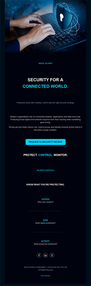 Cybersecurity services email template