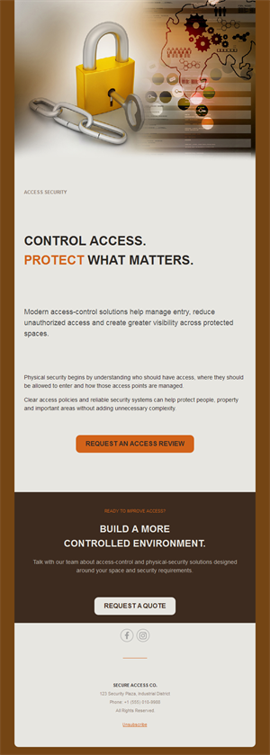 Access control security email in brown